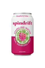 Spindrift Raspberry Lime can highlights real fruit flavor for a refreshing sip.