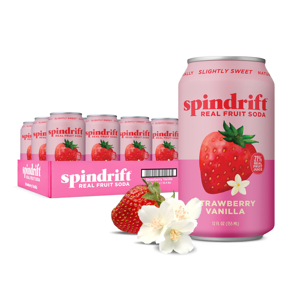 Spindrift Strawberry Shortcake can view: enjoy real fruit flavor on the go.