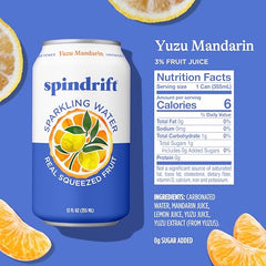 Spindrift Yuzu Mandarin can being poured to show citrus layers and fizz