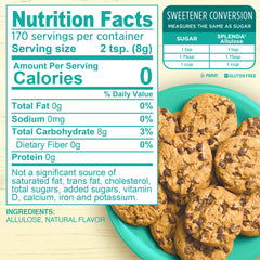 SPLENDA Allulose bag pour demonstrates easy measurement for sugar substitutes.