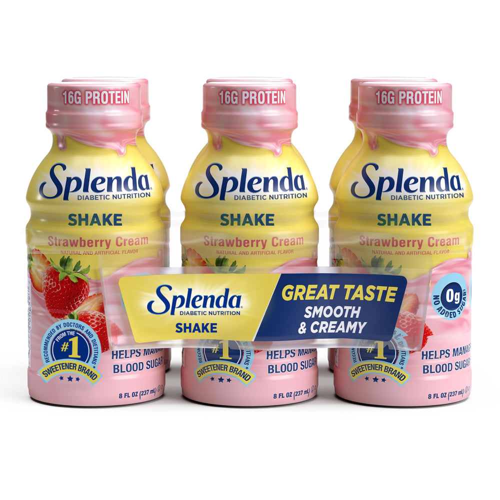 SPLENDA Diabetes Nutrition Shakes Strawberry Cream bottle for balanced, on-the-go nutrition