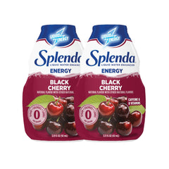 SPLENDA Energy Black Cherry bottle pours for a sugar-free caffeine boost.