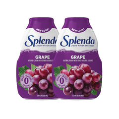 Splenda Grape Liquid Water Enhancer bottle shows convenient zero-calorie flavor.