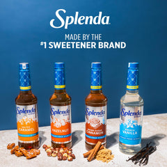 SPLENDA Hazelnut Coffee Syrup iced coffee pour delivers rich flavor without sugar.