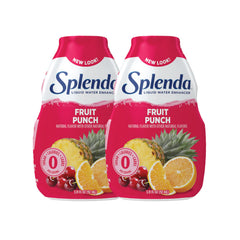 SPLENDA Liquid Water Enhancer Fruit Punch bottle adds zero-calorie flavor to beverages.