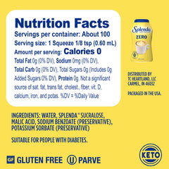 SPLENDA Liquid Zero Calorie Sweetener drops pour for precise coffee sweetness