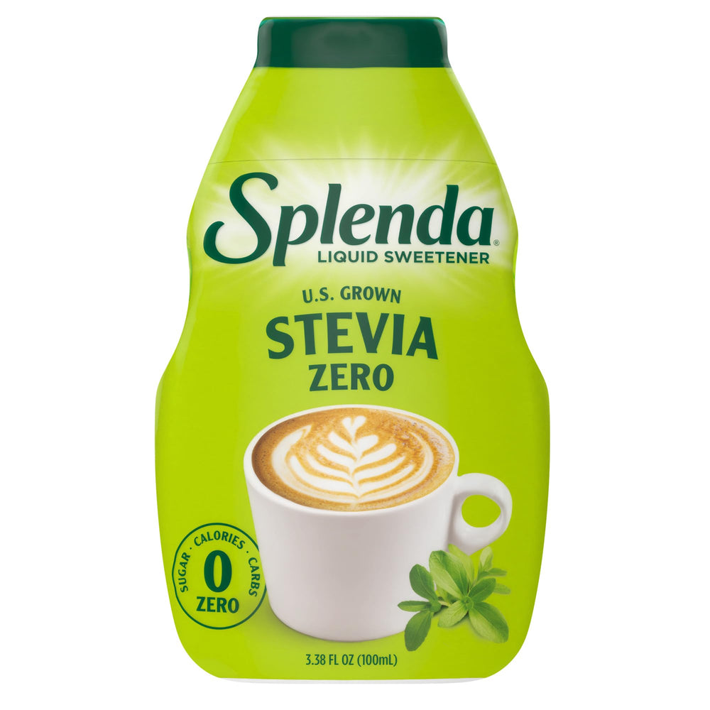 SPLENDA Stevia Liquid Drops bottle pour adds instant sweetness to coffee