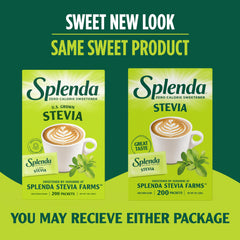 SPLENDA Stevia packets in a coffee cup for convenient sugar-free sweetness