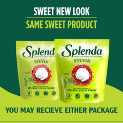 SPLENDA Stevia pouring into coffee highlighting zero-calorie sweetness