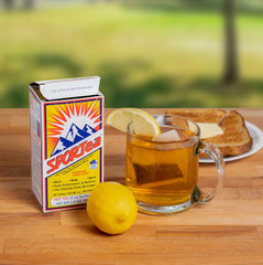 Sporttea Hot tea bag closeup emphasizes natural ingredients and fresh flavor.