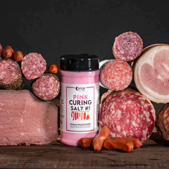 SPQR pink curing salt No.1 bottle for wet curing.