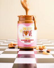 Spread The Love Almond Cashew Power Butter ingredients are almonds and cashews