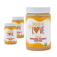 Spread The Love Naked Organic Peanut Butter jar showing pure peanut goodness for clean snacking