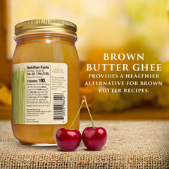 Pouring Spring Sunrise Brown Ghee for high-heat sautéing and flavor