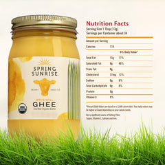 Spring Sunrise Ghee pour demonstrates smooth texture for frying and finishing flavors
