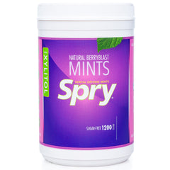 Spry Xylitol Berry Blast Mints pack front showing sugar-free breath freshening candy