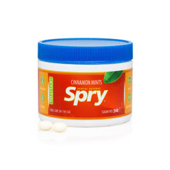 Spry Xylitol Cinnamon Mints being dispensed for on the go oral care.
