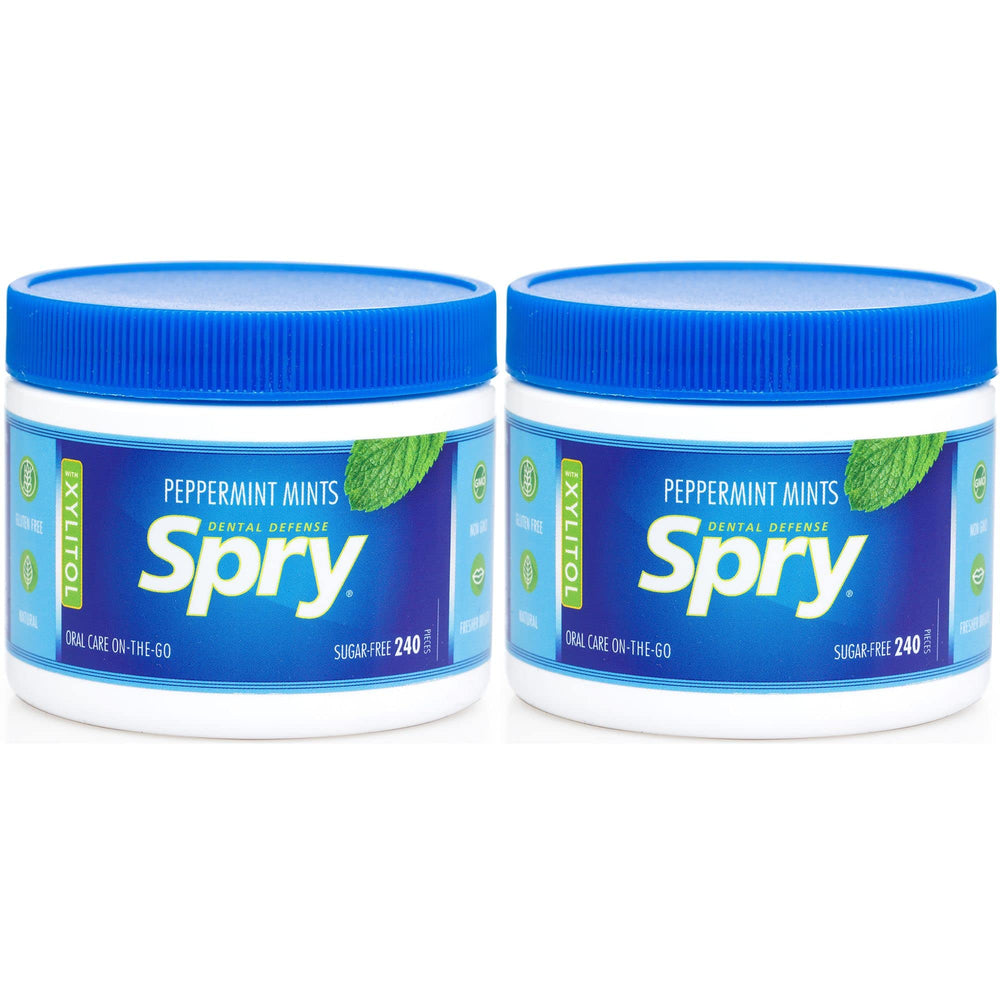 Spry xylitol peppermint hard candy pack of 2 for on-the-go fresh breath
