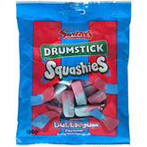 Squashies Drumstick Bubblegum gummies pack shot, three 120g bags for sharing.