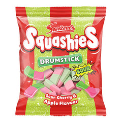 Squashies Drumstick Cherry & Apple 120g pack displays a fruity jelly treat, ideal for snacking.