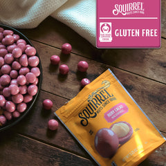 Squirrel Brand Ruby Cacao Macadamias ingredients label emphasizes gluten-free and kosher status