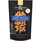 Squirrel Brand Sweet Brown Butter Cashews bag front shows resealable pouch for freshness.