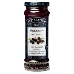 St. Dalfour Black Cherry Spread jar showcases 100% fruit flavor for toast or pastries.