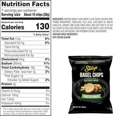 Stacy's Bagel Chips Toasted Garlic close-up highlighting real garlic flavor