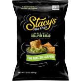 Stacy's Fire Roasted Jalapeno Pita Chips bag showing bold flavor and crunchy texture.