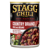 STAGGS Chili with Beans front view, pantry-ready and easy to serve.