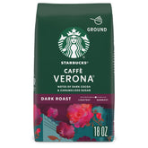 Starbucks Caffè Verona dark roast ground coffee bag for rich home-brewed coffee.