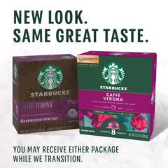 Starbucks Caffè Verona roasty-sweet notes highlighted in each Vertuo cup.