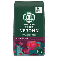 Starbucks Caffè Verona whole bean bag ready for versatile brewing