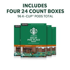 Starbucks Decaf Pike Place 96-pod box highlights value and consistent flavor.