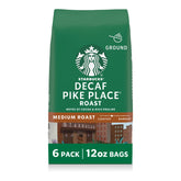 Starbucks Decaf Pike Place ground coffee six-pack for home brewing