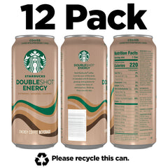 Starbucks Doubleshot Energy Coffee can front showcases bold branding and creamy coffee.