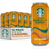 Starbucks Doubleshot Energy Drink caramel can front, convenient morning boost.