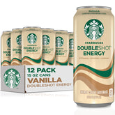 Starbucks Doubleshot Energy Drink Vanilla cans stacked for quick morning energy boost