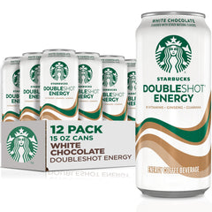 Starbucks Doubleshot Energy Drink white chocolate can; convenient caffeine boost on the go.