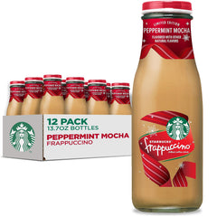 Starbucks Frappuccino Peppermint Mocha bottle showcases creamy coffee flavor for on-the-go enjoyment.