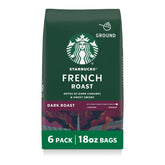 Starbucks French Roast ground coffee bag front view for home brewing