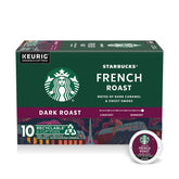 Starbucks French Roast K-Cup pods in a box for home brewing.