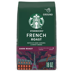 Starbucks ground coffee 18-ounce bag ready for home brewing.
