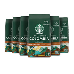 Starbucks ground coffee Colombia 12oz bags—ideal for daily drip.
