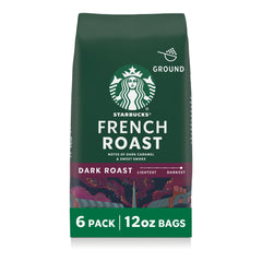 Starbucks ground dark roast coffee six-pack ready for home brewing