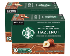 Starbucks hazelnut K-Cup pods front view with inviting aroma for a smooth morning
