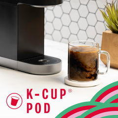Closeup of Starbucks Holiday Blend K-Cup pods showing premium Arabica quality