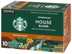Starbucks House Blend cup with steam suggesting inviting cocoa-toffee notes.