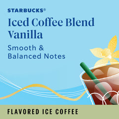 Iced coffee poured over ice, showcasing Starbucks vanilla flavor.