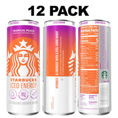 Starbucks Iced Energy Tropical Peach pack of 12 for on-the-go hydration